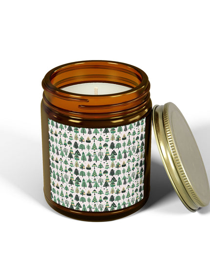 Mini Vintage Green Trees Scented Candles, Coconut Apricot Wax (9oz)
