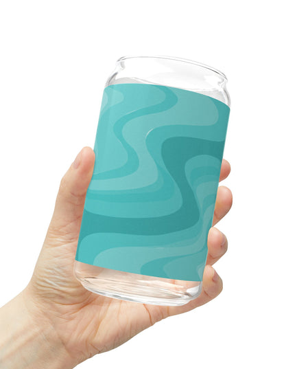 Tif Green Wavey Sipper Glass, 16oz
