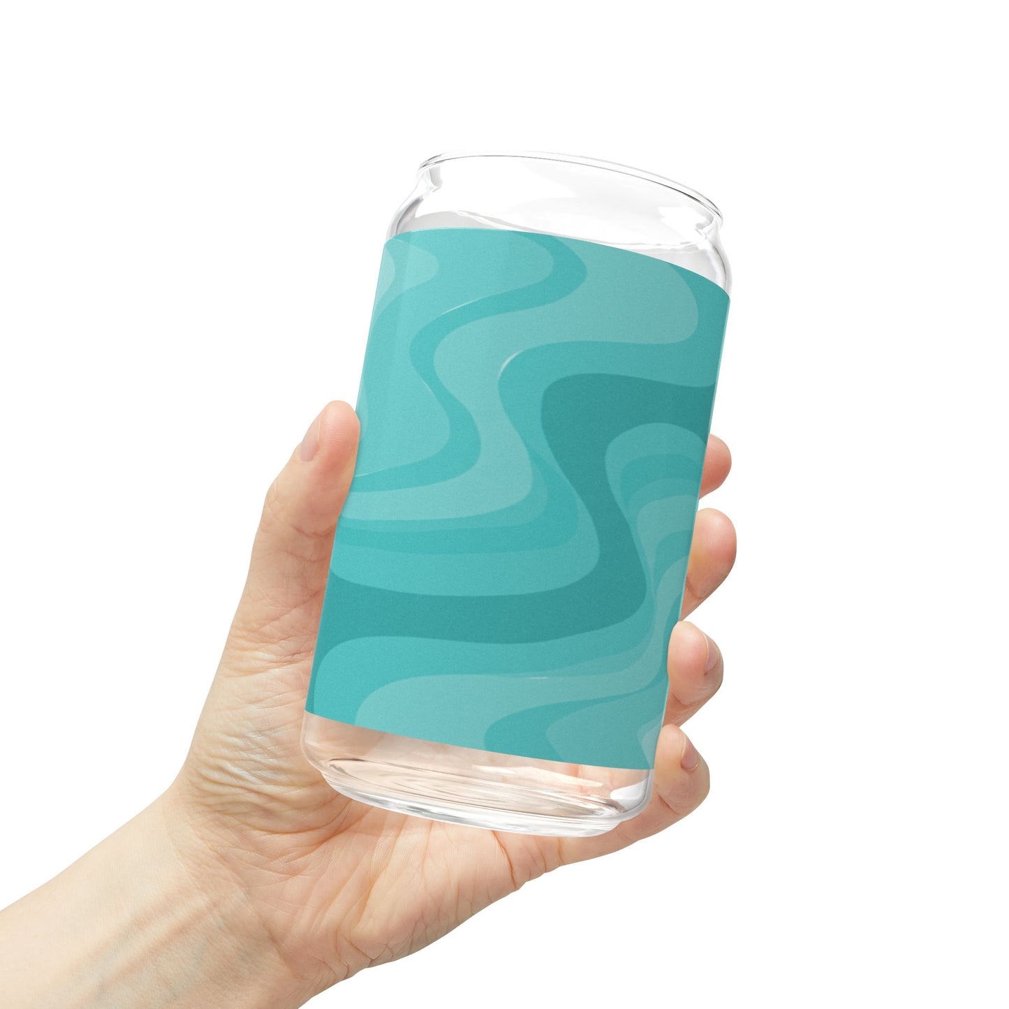 Tif Green Wavey Sipper Glass, 16oz