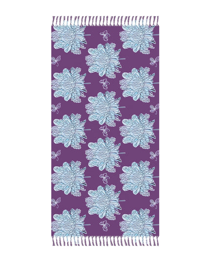 Blue Floral Butterflies 38" × 81" Boho Beach Cloth