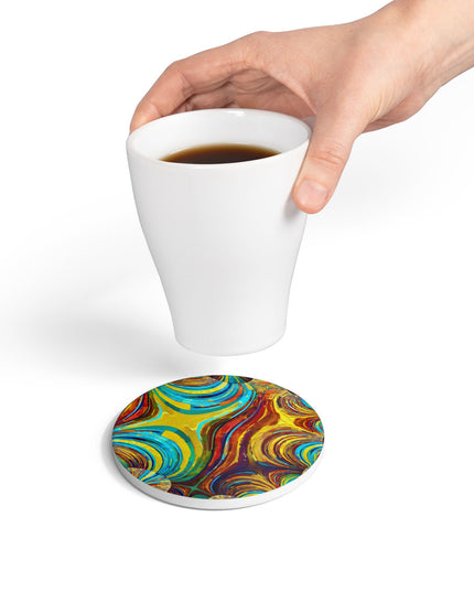 Uzi Spiral Alpha 4" x 4" Round Ceramic Coaster
