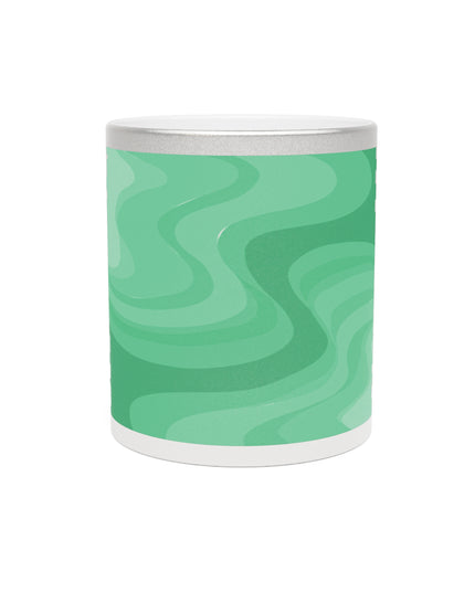 Mint Green Wavey 11 oz Metallic Mug (Silver\Gold)