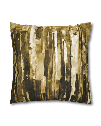 Striped Light Brown Spun Polyester Square Pillowcase, 14" x 14"
