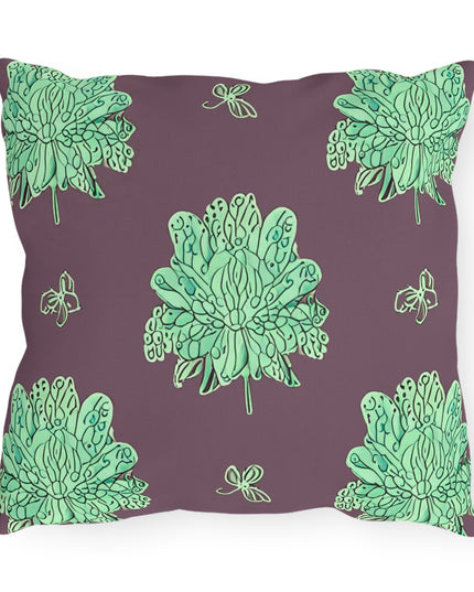 Mint Green Floral Butterflies 16" x 16" Outdoor Pillow