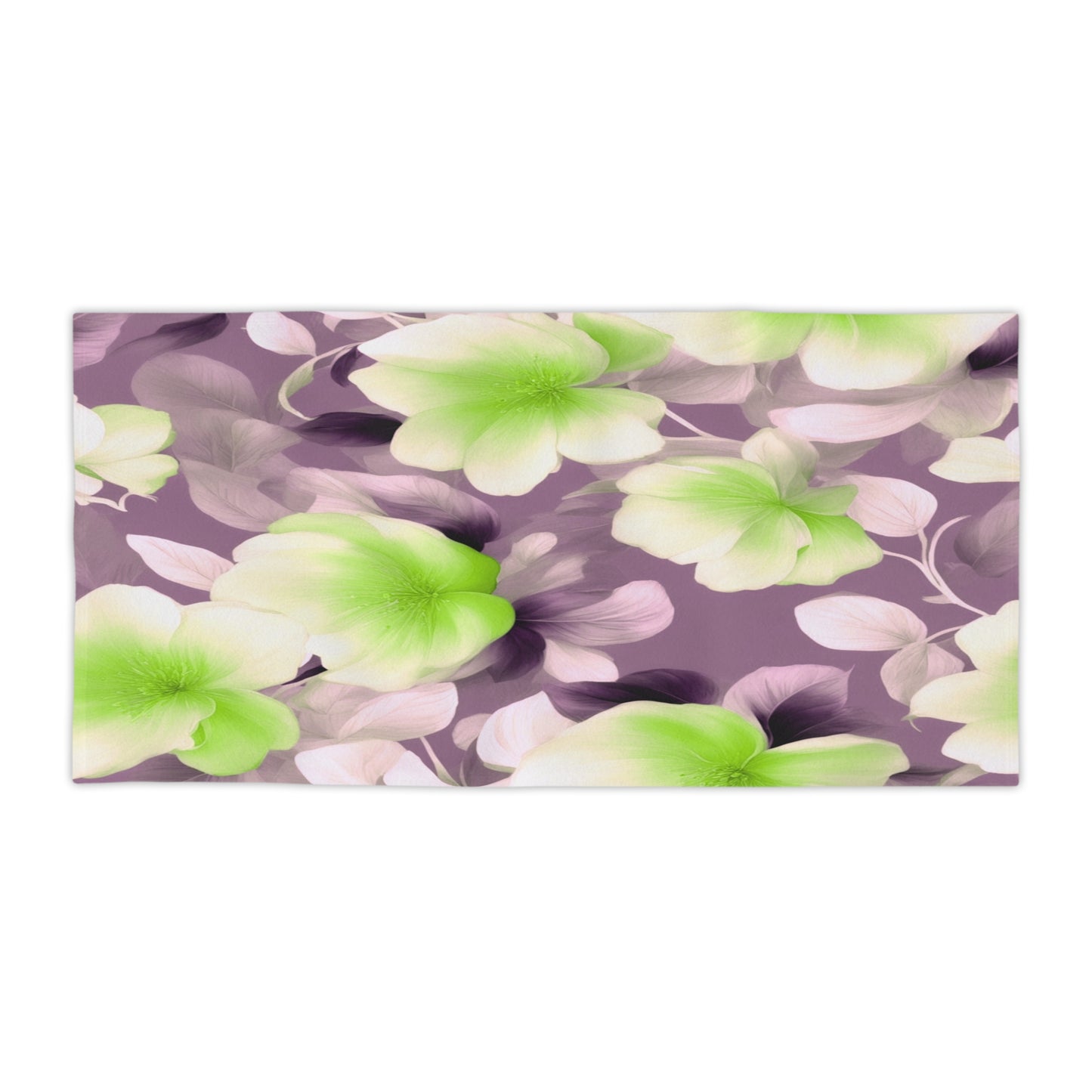 Lime Lavender Floral Bunch Beach Towel, 30" x 60"
