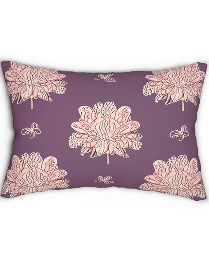 Pink Floral Butterflies Spun Polyester Lumbar Pillow, 20" x 14"