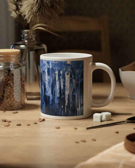 Striped Deep Blue 20 oz White Glossy Jumbo Mug