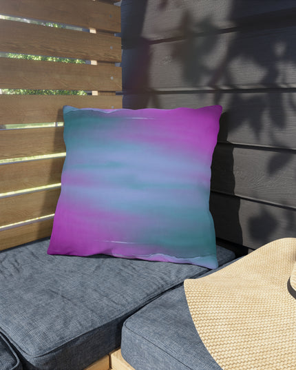 Dark Blue Green Sea Purple Fog 16" x 16" Outdoor Pillows