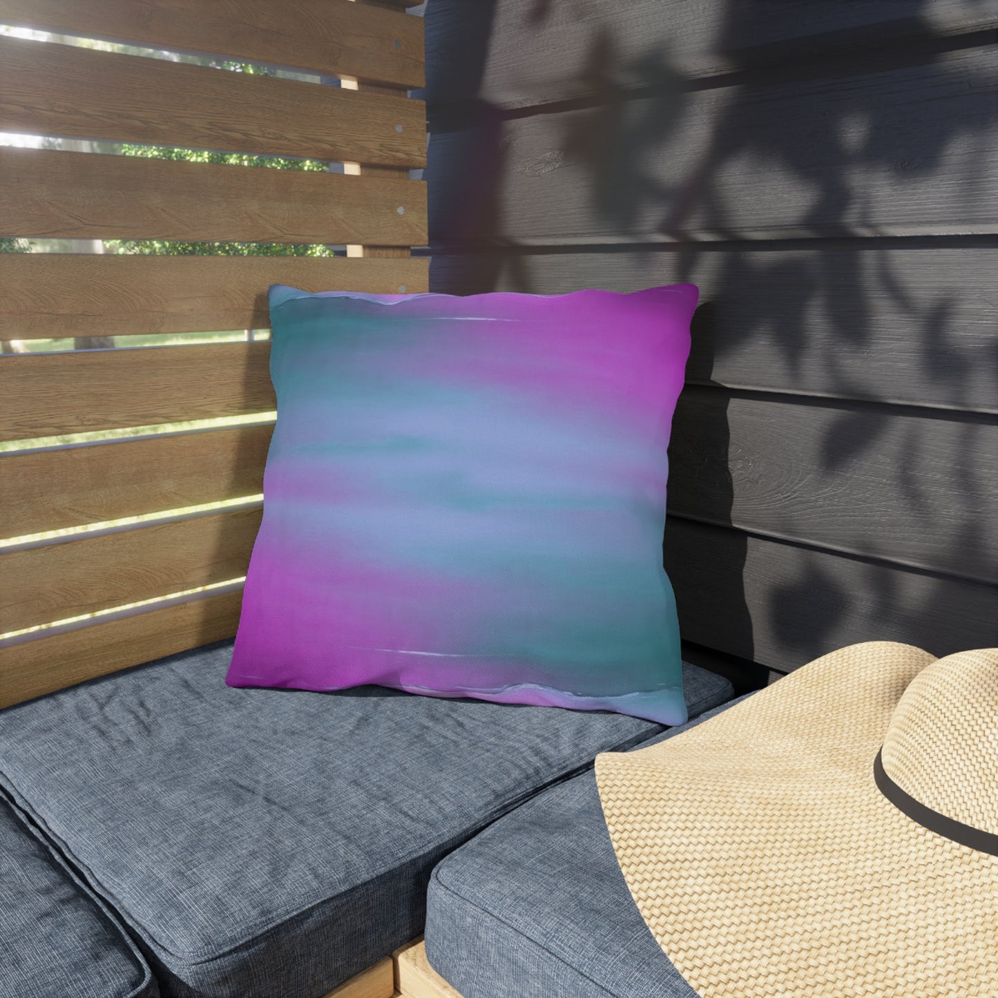 Dark Blue Green Sea Purple Fog 16" x 16" Outdoor Pillows