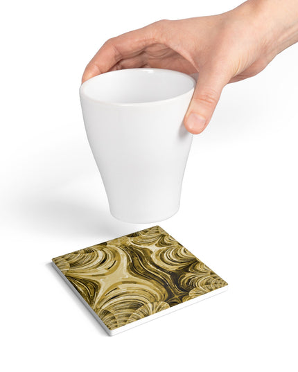 Uzi Spiral Light Brown 4" x 4" Square Ceramic Coaster