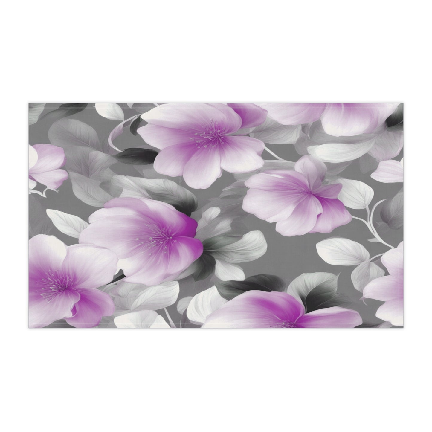 Purple Blossom Floral Bunch Tea Towels (cotton, poly), 18" x "30