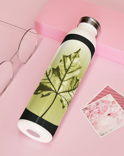 Lemongrass Maple Leaf Slim Water Bottle, 20 oz White