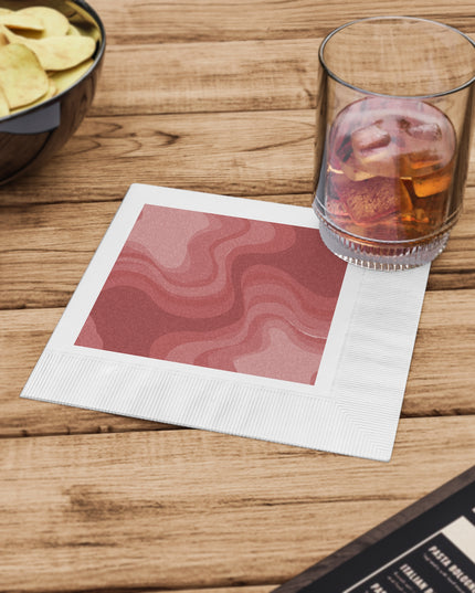 Power Red Wavey White Coined Napkins, 6.5" x 6.5"