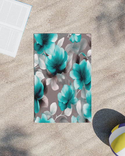 Tif Green Gray Floral Bunch Beach Towel, 18" x 27"