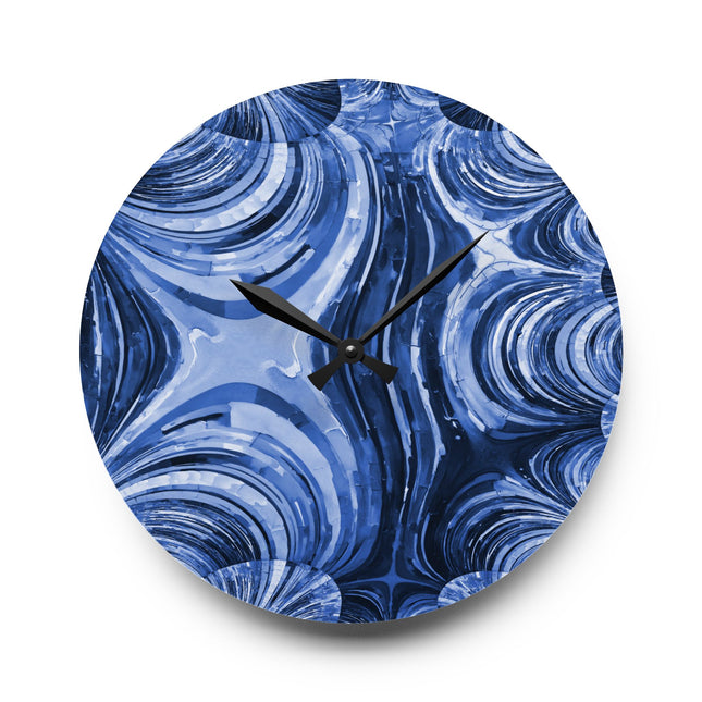 Uzi Spiral Deep Blue Acrylic Wall Clock, Round or Square, 10.75" x 10.75"