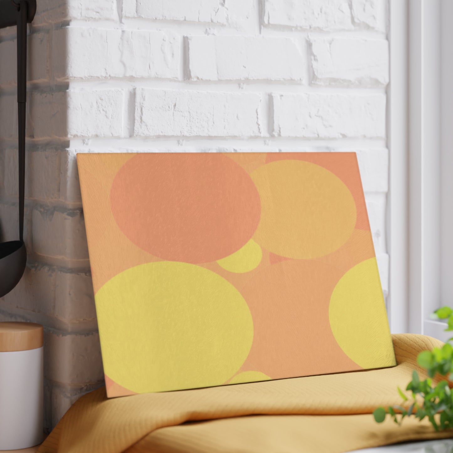 Pastel Bright Oranges Patches 8" x 11" Glass Cutting Board