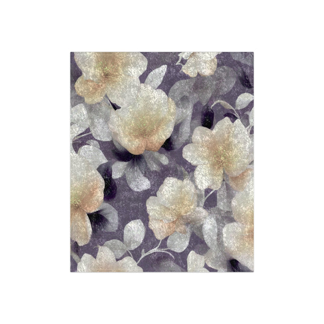 White Blush Floral Bunch Crushed Velvet Blanket, 50" x 60"