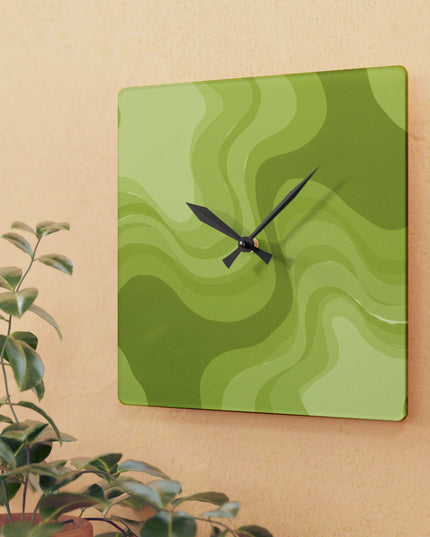 Lemon Wavey 10.75" x 10.75" Round or Square Acrylic Wall Clock