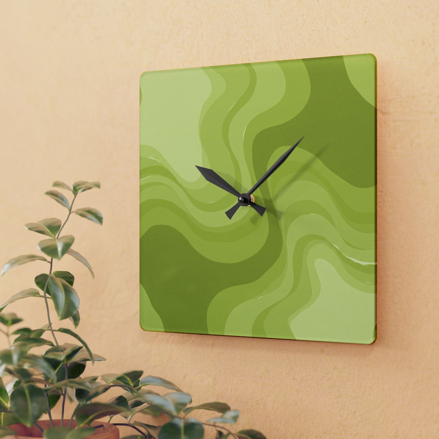 Lemon Wavey 10.75" x 10.75" Round or Square Acrylic Wall Clock