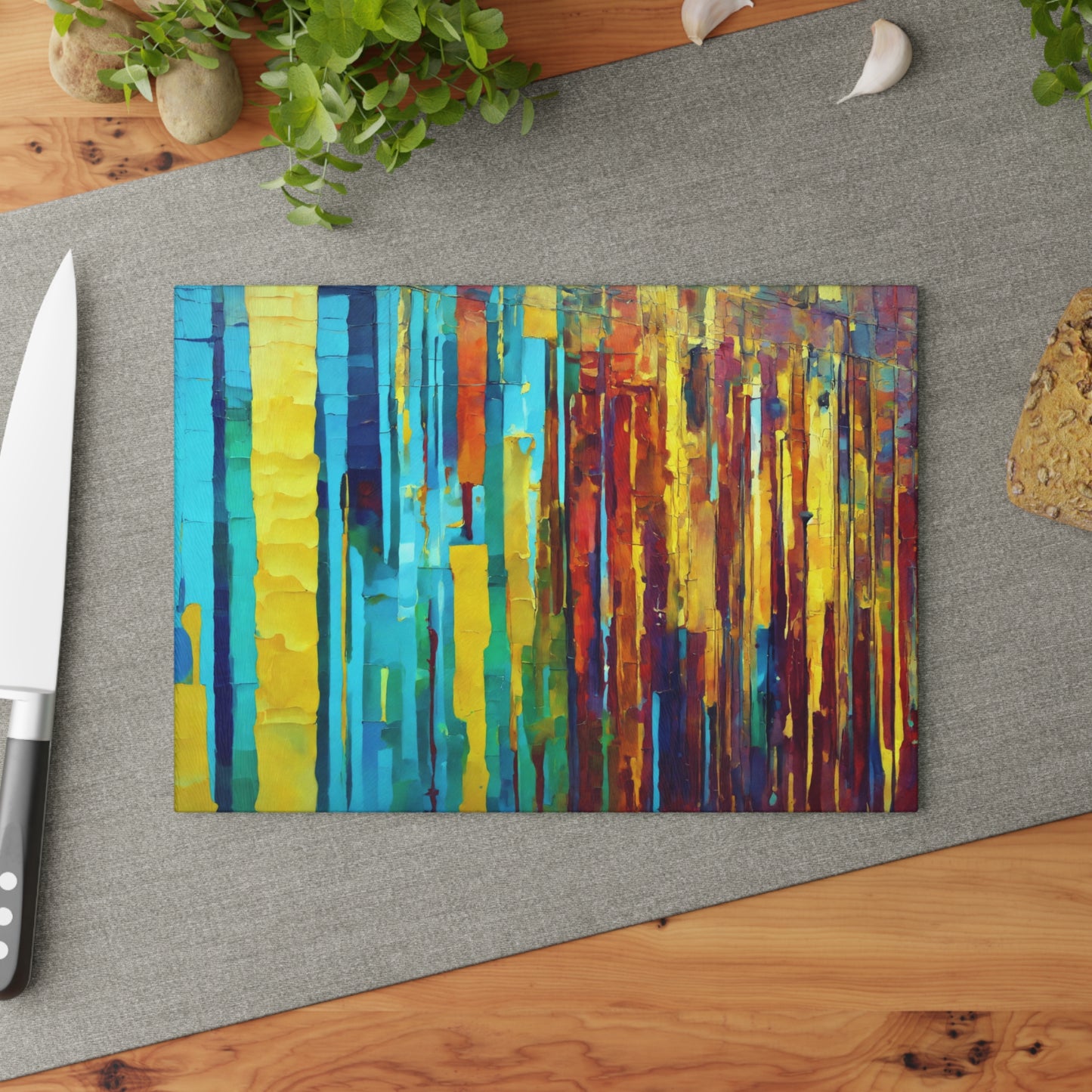 Striped Alpha 8" x 11" Glass Cutting Board