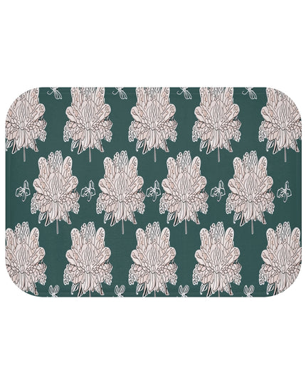 Soft White Floral Butterflies 24" x 17" Bath Mat