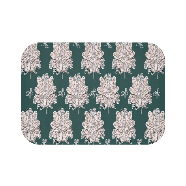 Soft White Floral Butterflies 24" x 17" Bath Mat