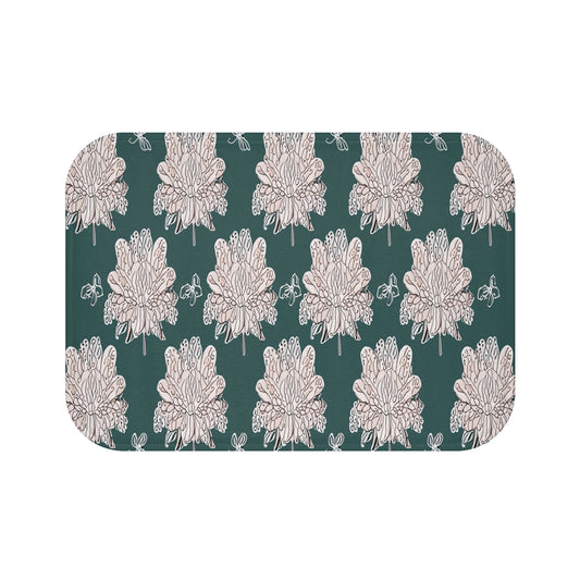 Soft White Floral Butterflies 24" x 17" Bath Mat