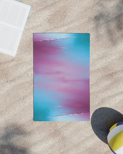 Wine Sea Blue Fog Beach Towel, 18" x 27"