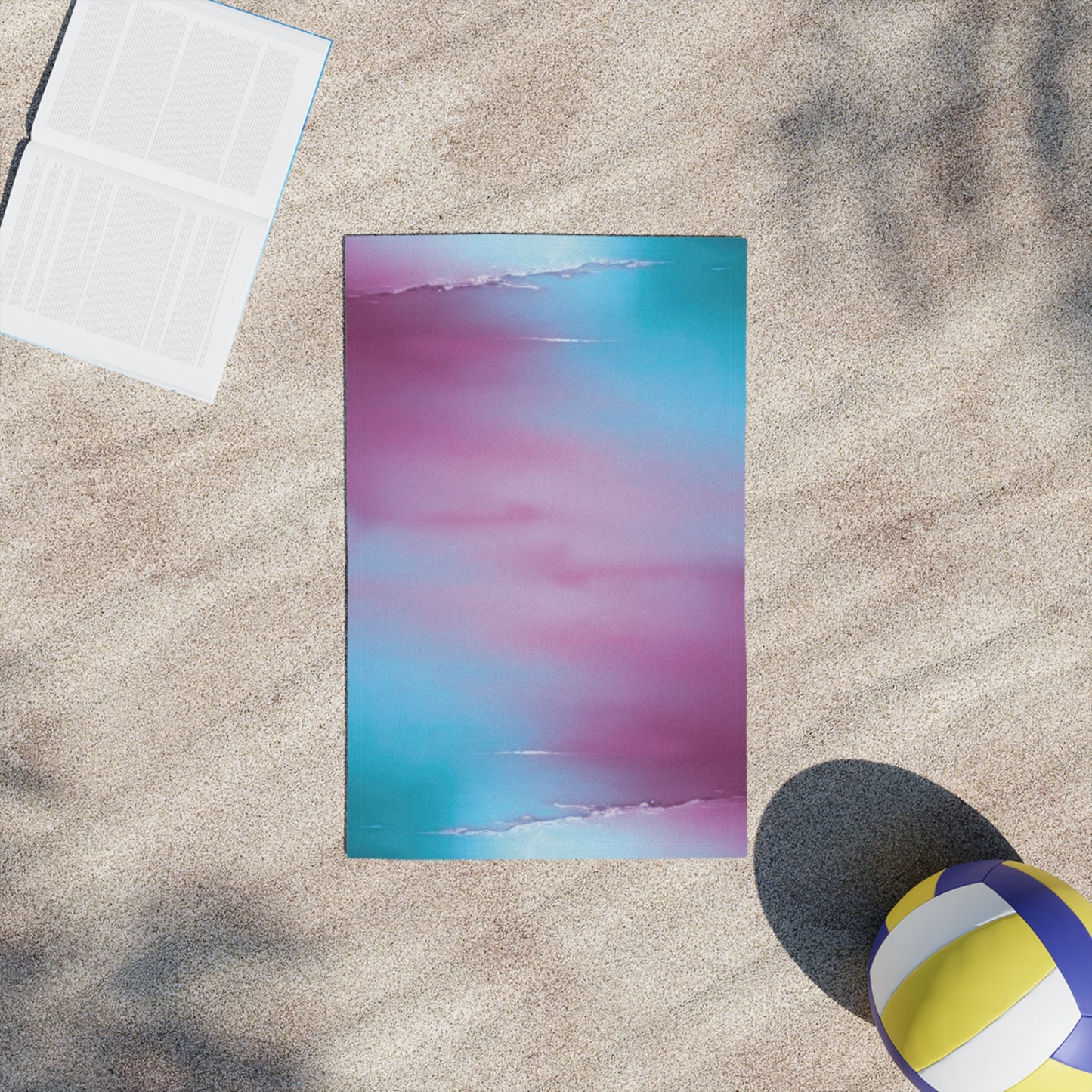 Wine Sea Blue Fog Beach Towel, 18" x 27"