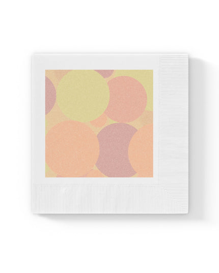 Pastel Hot Peach Patches White Coined Napkins, 6.5" x 6.5"