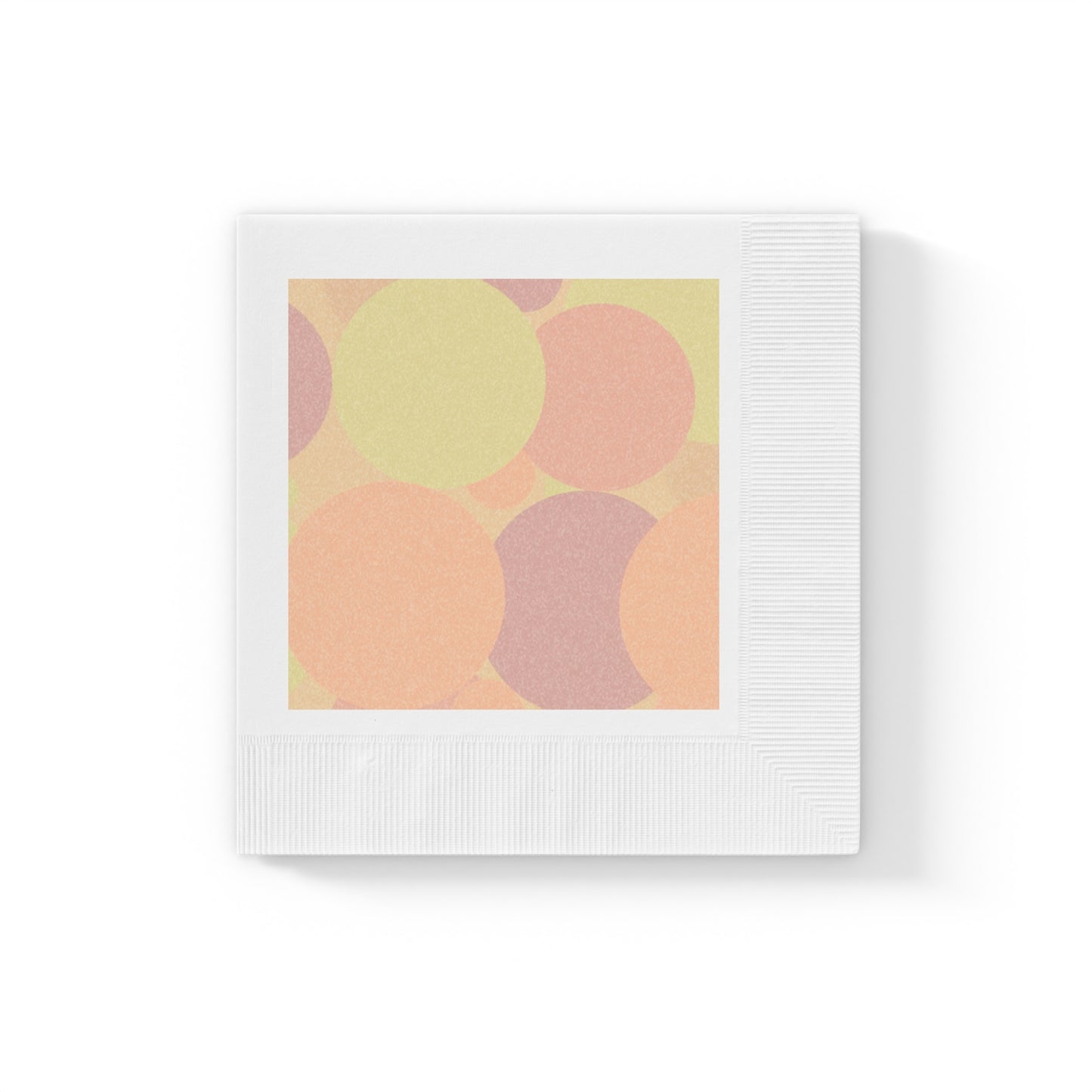 Pastel Hot Peach Patches White Coined Napkins, 6.5" x 6.5"