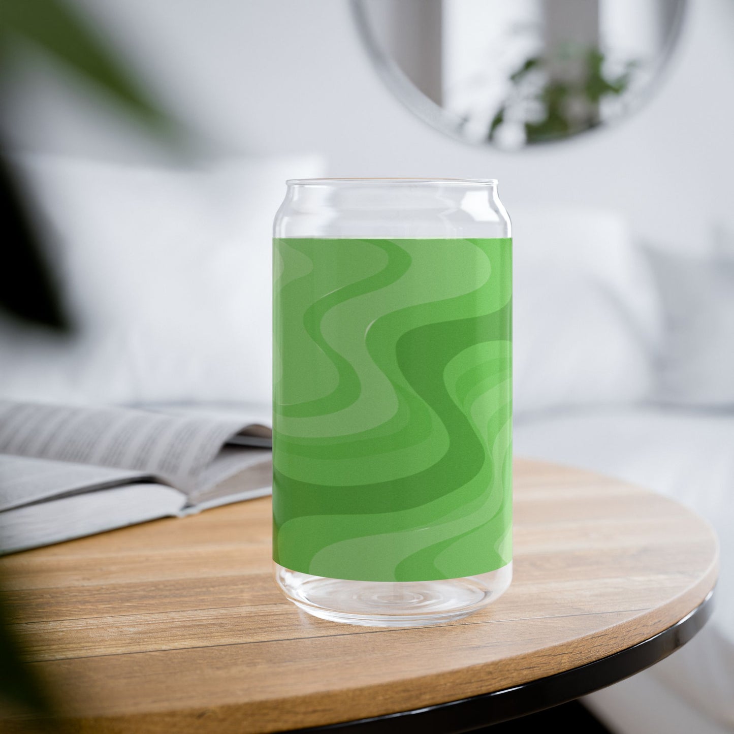 Greenie Meanie Wavey Sipper Glass, 16oz
