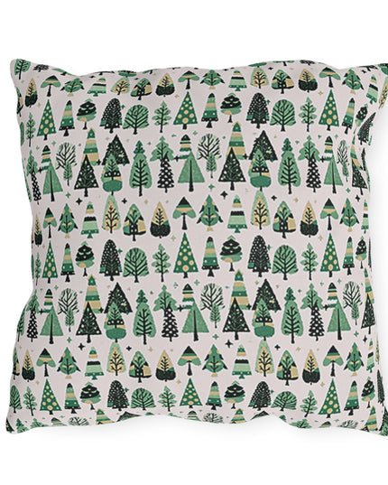 Mini Vintage Green Trees 18" x 18" Outdoor Pillow