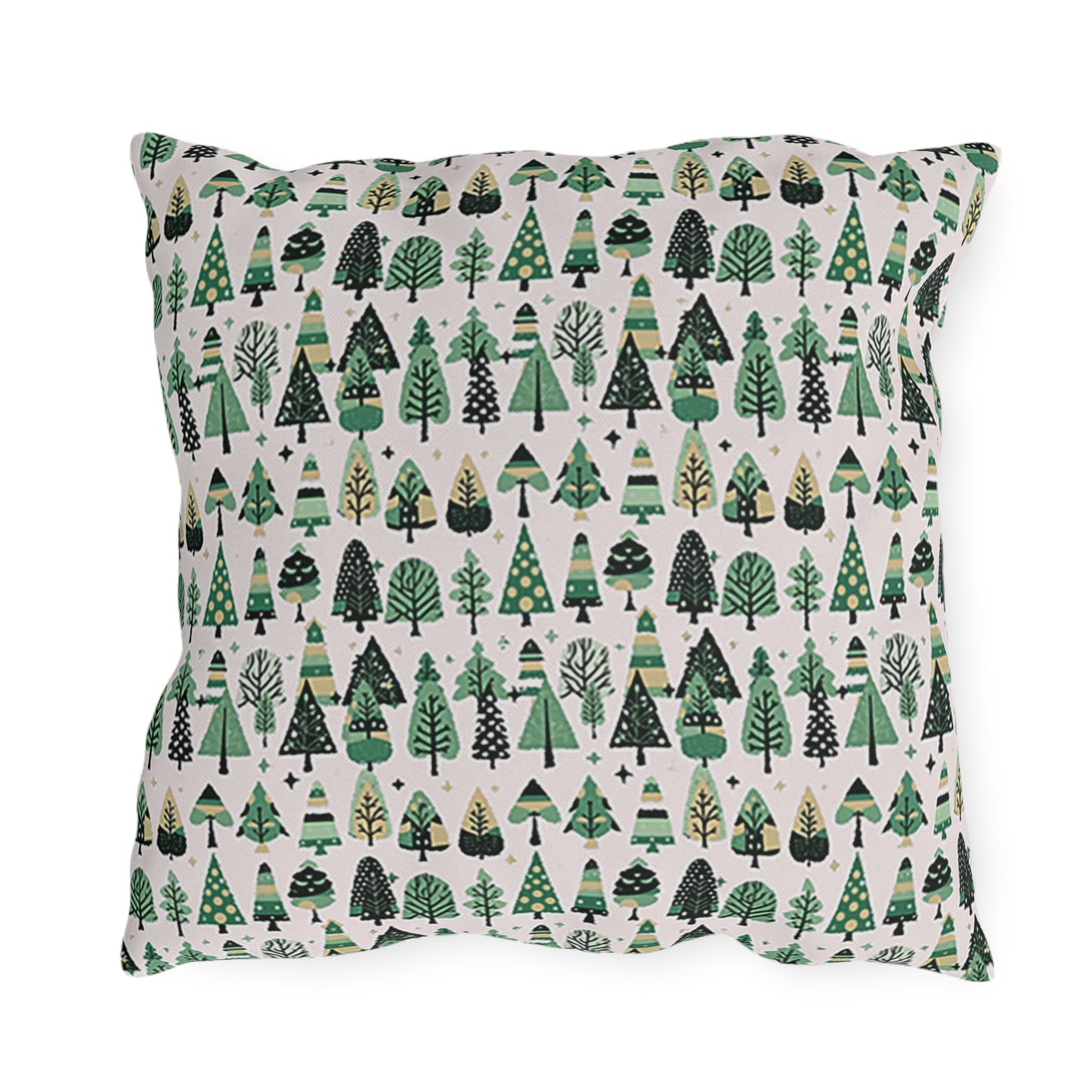 Mini Vintage Green Trees 18" x 18" Outdoor Pillow