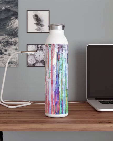 Striped Pastels Slim Water Bottle, 20 oz White