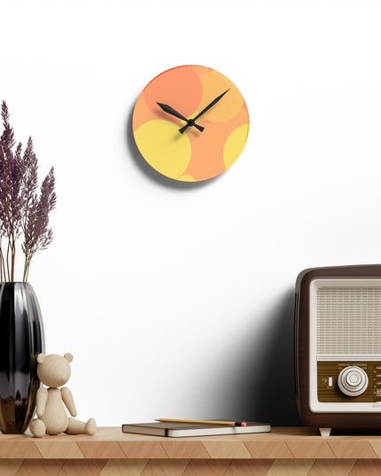 Pastel Bright Oranges Patches Acrylic Round Wall Clock, 8" x 8"