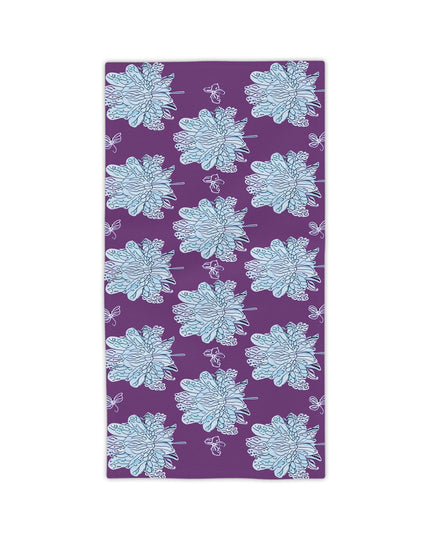 Blue Floral Butterflies Beach Towel, 24" x 44"