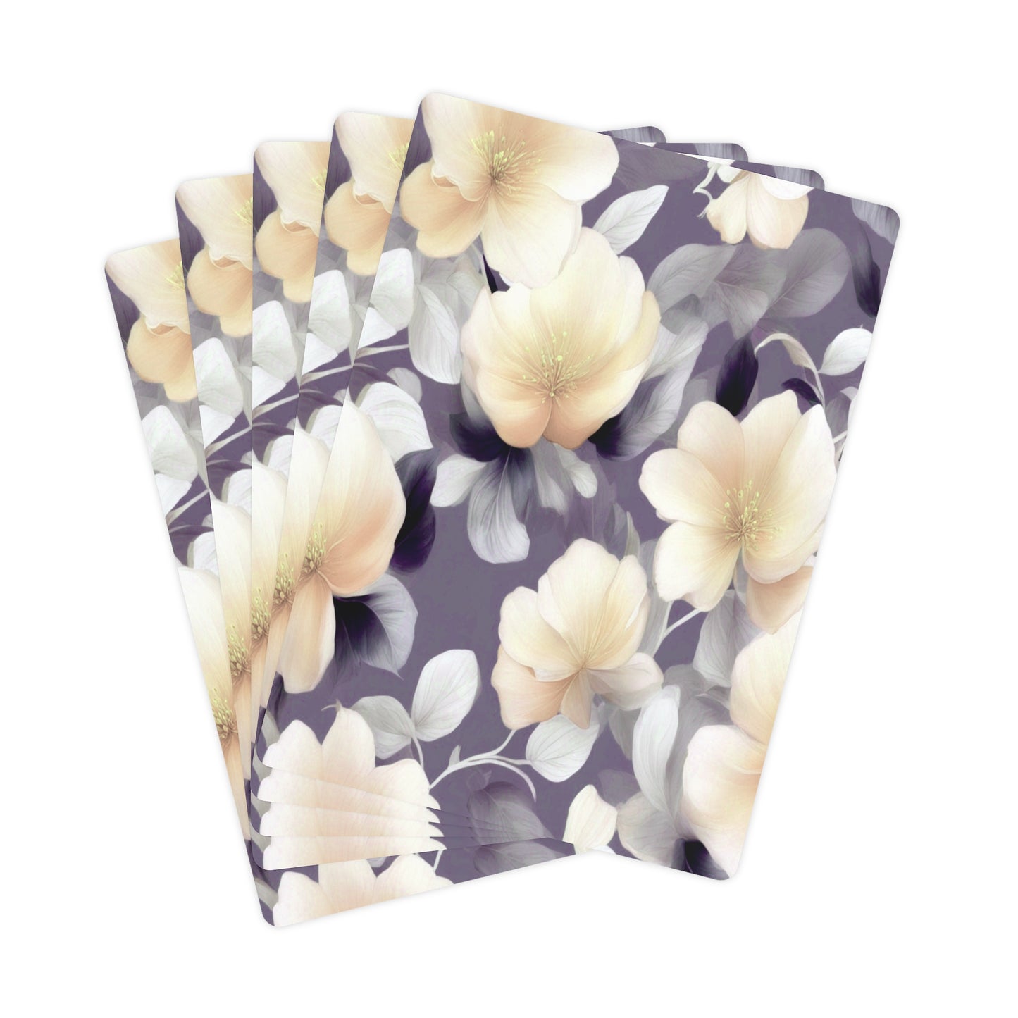 White Blush Floral Bunch Poker Cards