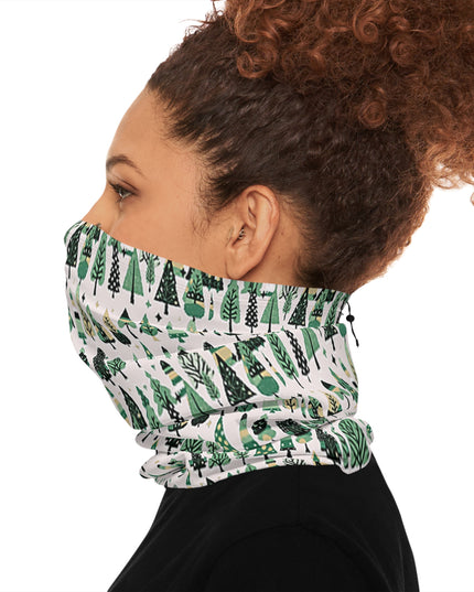 Mini Vintage Green Trees Winter Neck Gaiter With Drawstring