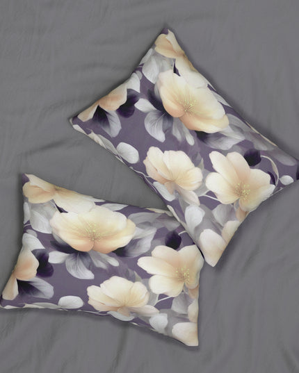 White Blush Floral Bunch Spun Polyester Lumbar Pillow, 20" x 14"