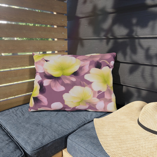 Lemon Blossom Floral Bunch Outdoor Pillow, 20" x 14"