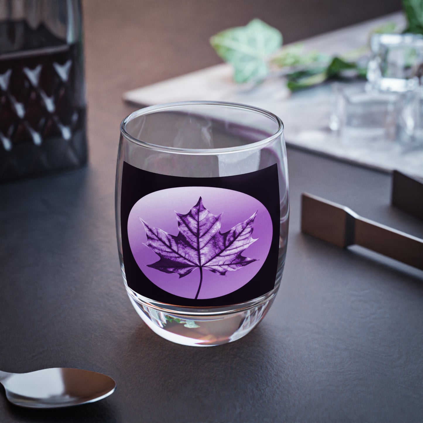 Purple Maple Leaf Whiskey Glass, 6 oz