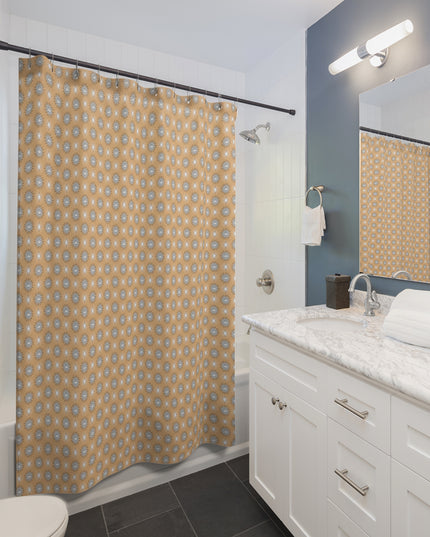 Tan Sunset Star-crossed Bodies Shower Curtain, 71" x 74"