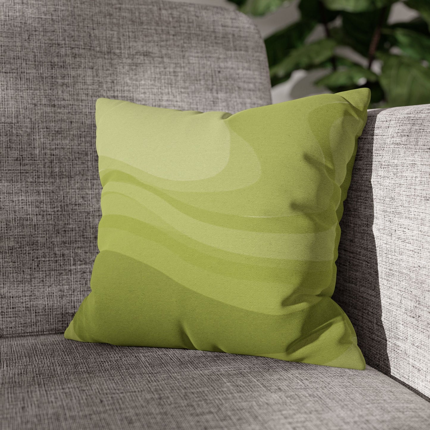 Lemon Wavey Spun Polyester Square Pillowcase, 14" x 14"