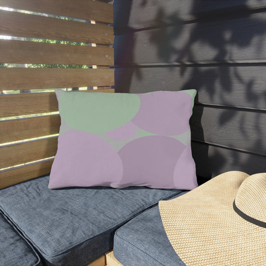 Pastel Lavender Purple and Soft Green Patches 20" x 14" Outdoor Pillow