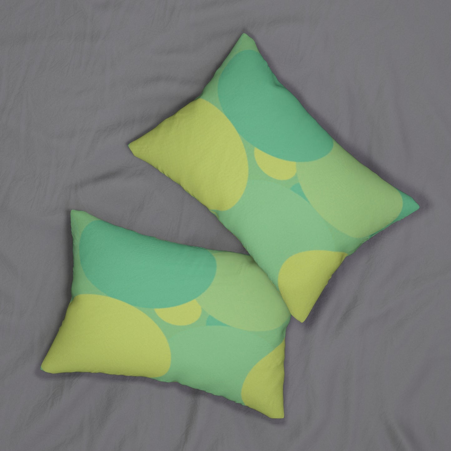 Pastel Green Patches Spun Polyester Lumbar Pillow, 20" x 14"