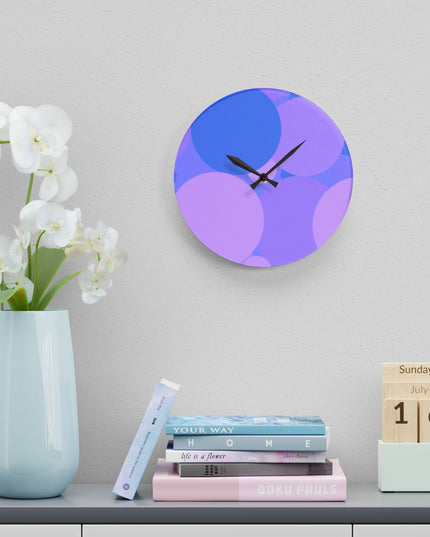 Pastel Purple Family Patches Acrylic Wall Clock, Round or Square, 10.75" x 10.75"
