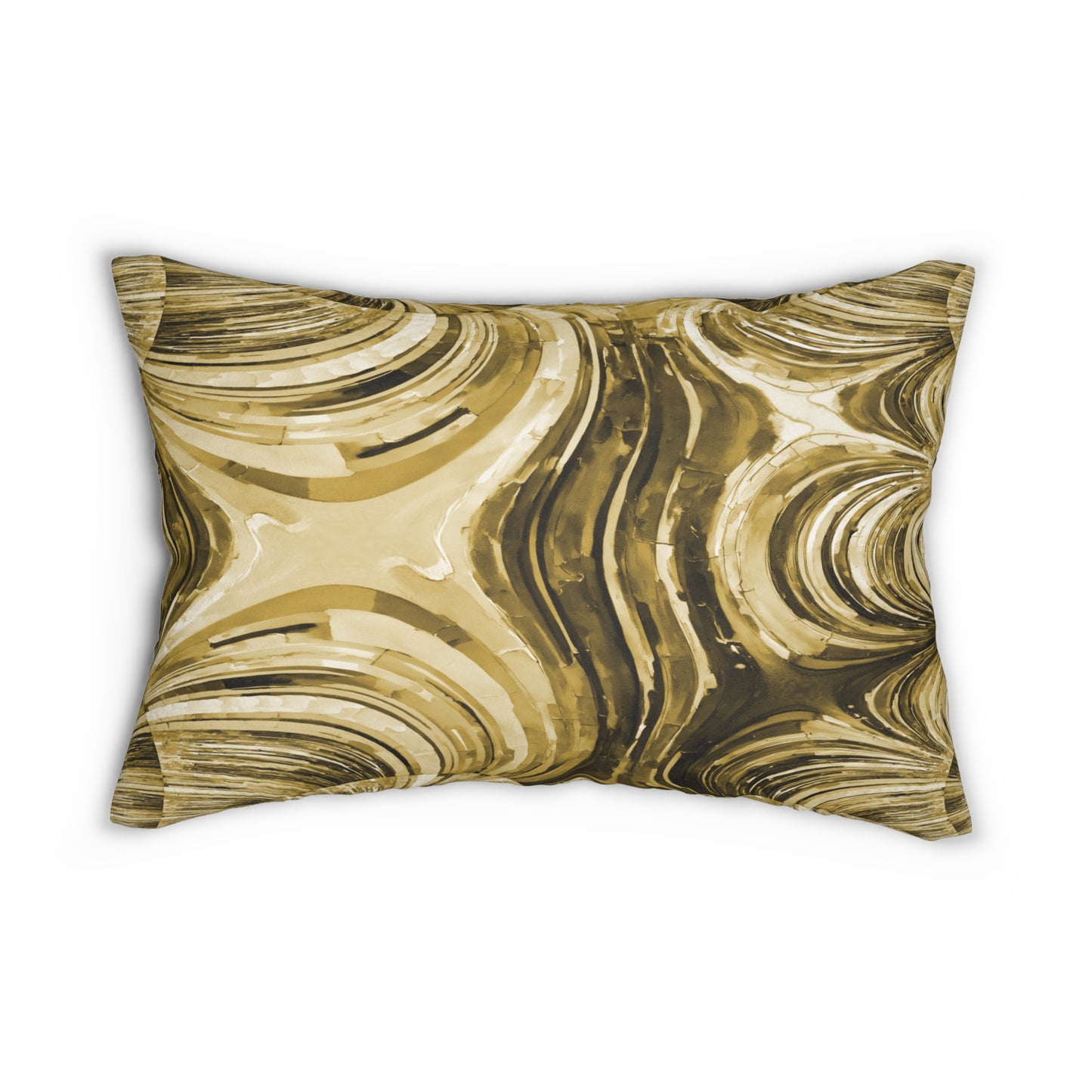 Uzi Spiral Light Brown Spun Polyester Lumbar Pillow, 20" x 14"
