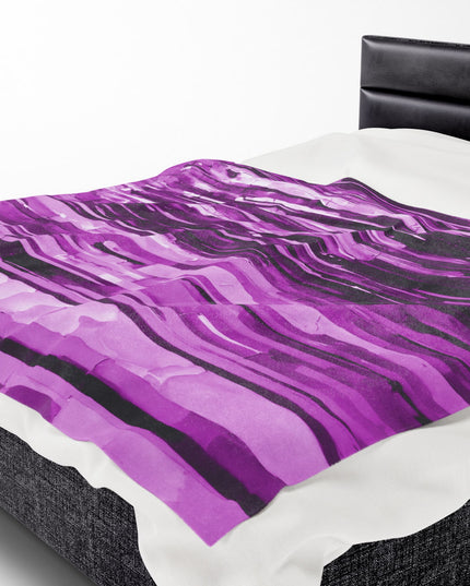 Striped Powder Lavender Velveteen Plush Blanket, 60" x 80"