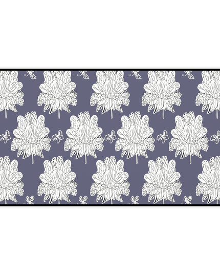 White Floral Butterflies 12" x 22" Desk Mat
